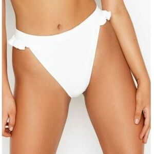 Ris-K Women's Horizon Bikini Bottom Swimsuit Pink M ruffled textured high waist